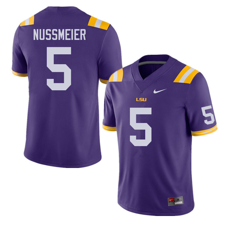Men #5 Garrett Nussmeier LSU Tigers College Football Jerseys Sale-Purple - Click Image to Close